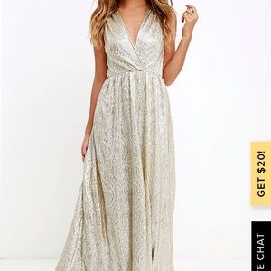Lulu’s Metallic Gold Maxi Dress